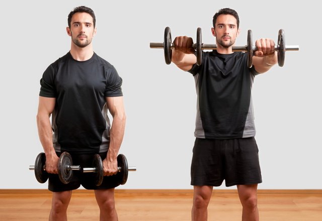 刻划你的肩线：站姿哑铃前举